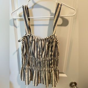 Blue and cream stripped tank top, size small